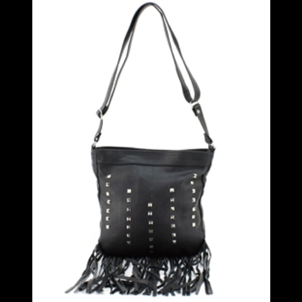 HIGH QUALITY LEATHER STUDDED FRINGE PURSE